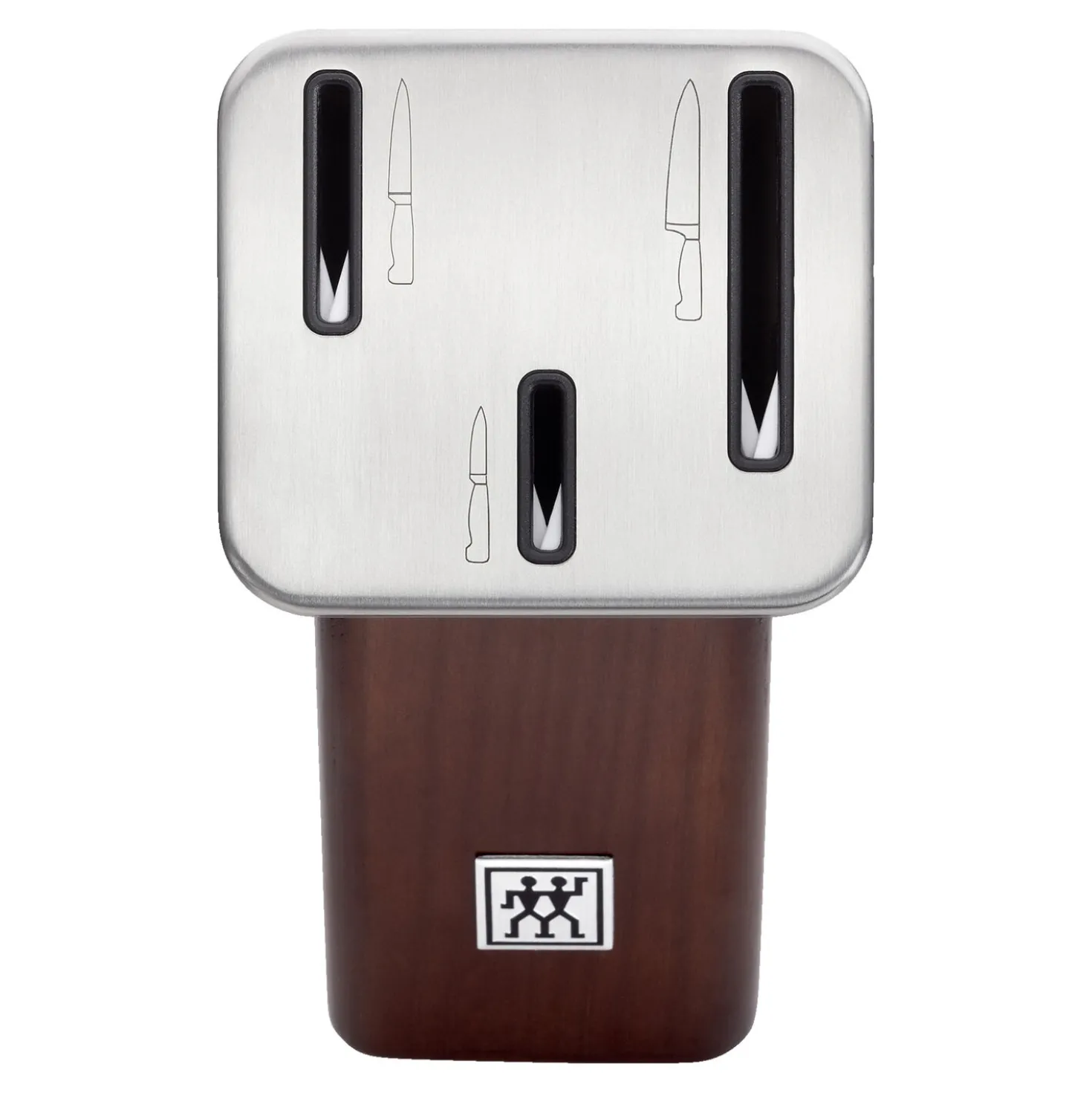 4-pc, Knife set with self-sharpening block, brown