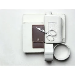 3-pc, Leather Manicure Pedicure Set With Combination Nail Scissors, Brown