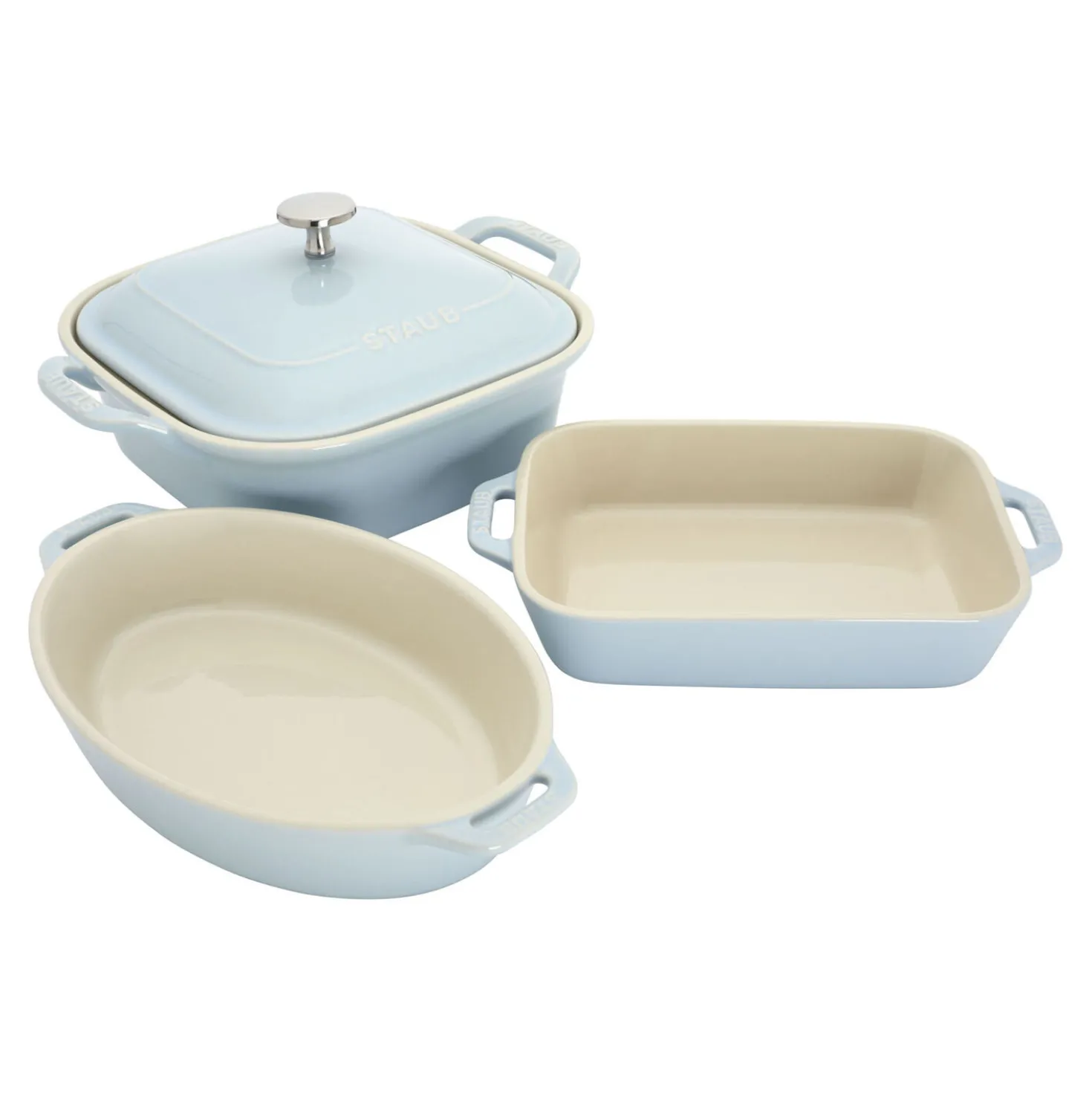 4-pc, Macaron Mixed Baking Dish Set, light blue