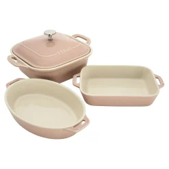 4-pc, Macaron Mixed Baking Dish Set, light pink