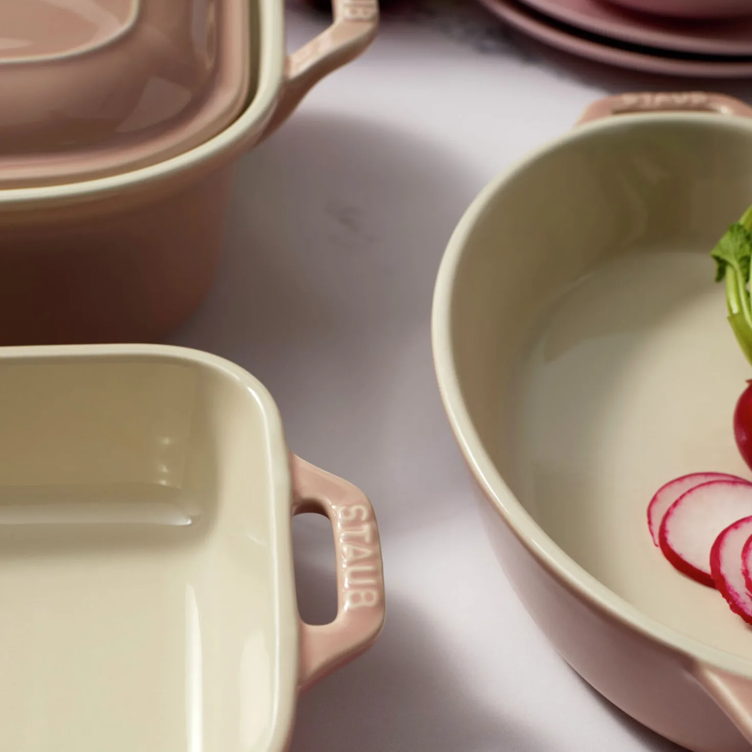 4-pc, Macaron Mixed Baking Dish Set, light pink