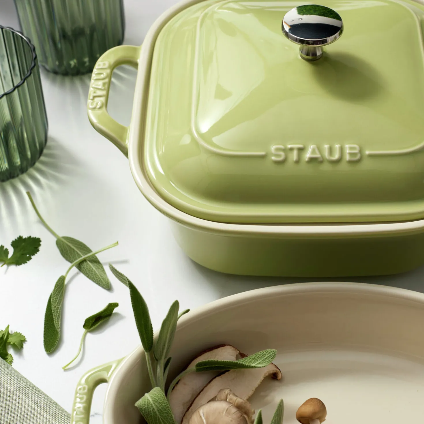 4-pc, Macaron Mixed Baking Dish Set, light green