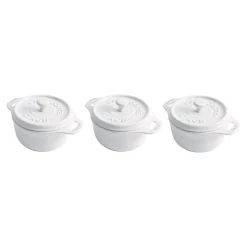 3-pc, Mini Round Dutch Oven Set, white