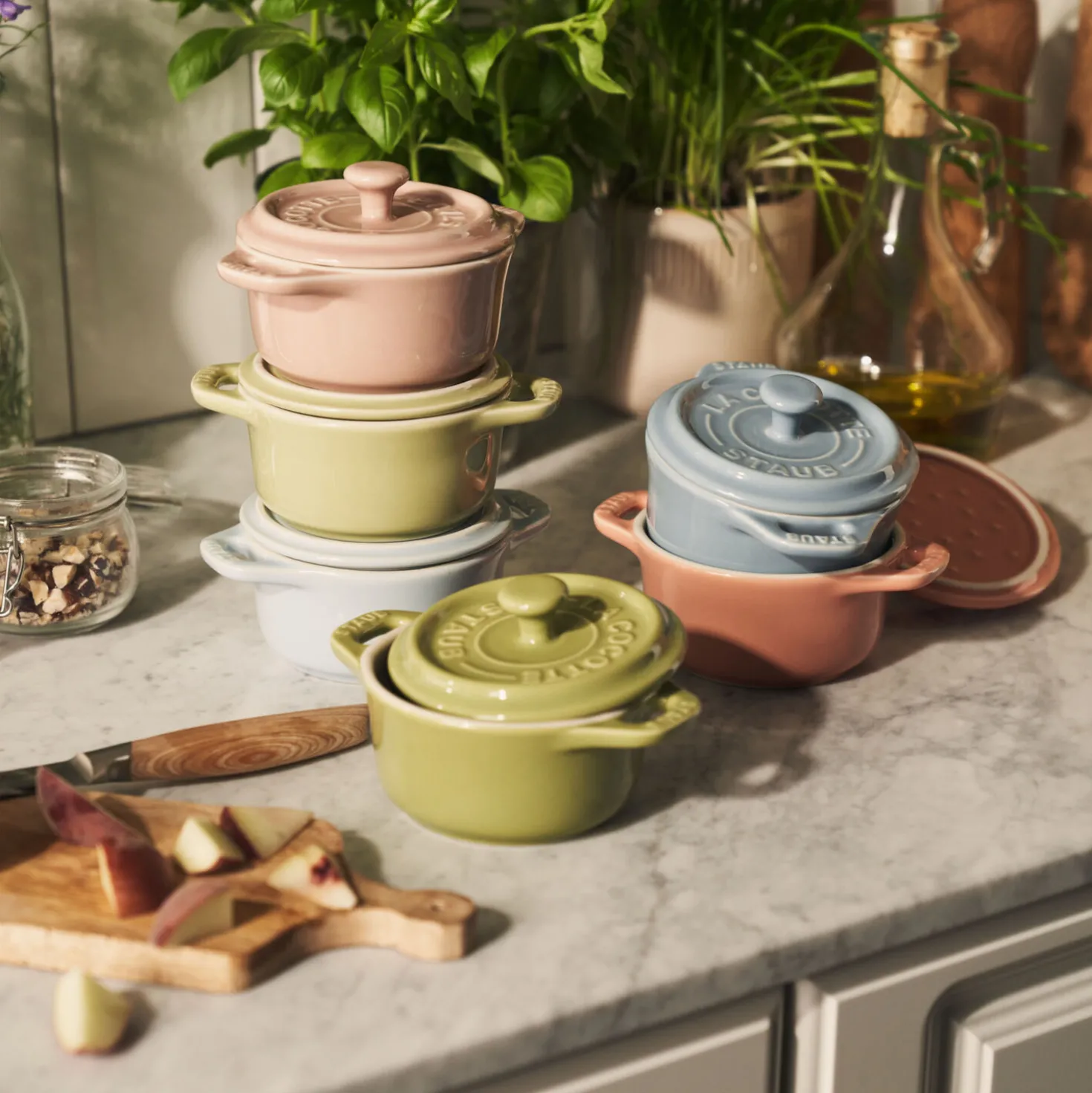 6-pc, Mini Round Dutch Oven Set Macaron, mixed colors