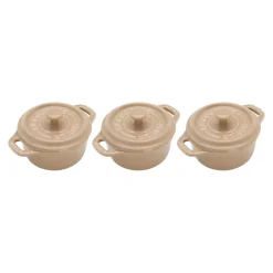 3-pc, Mini Round Dutch Oven Set, sesame