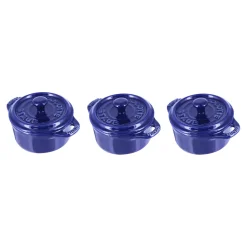 3-pc, Mini Round Dutch Oven Set, dark blue