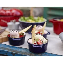 3-pc, Mini Round Dutch Oven Set, dark blue