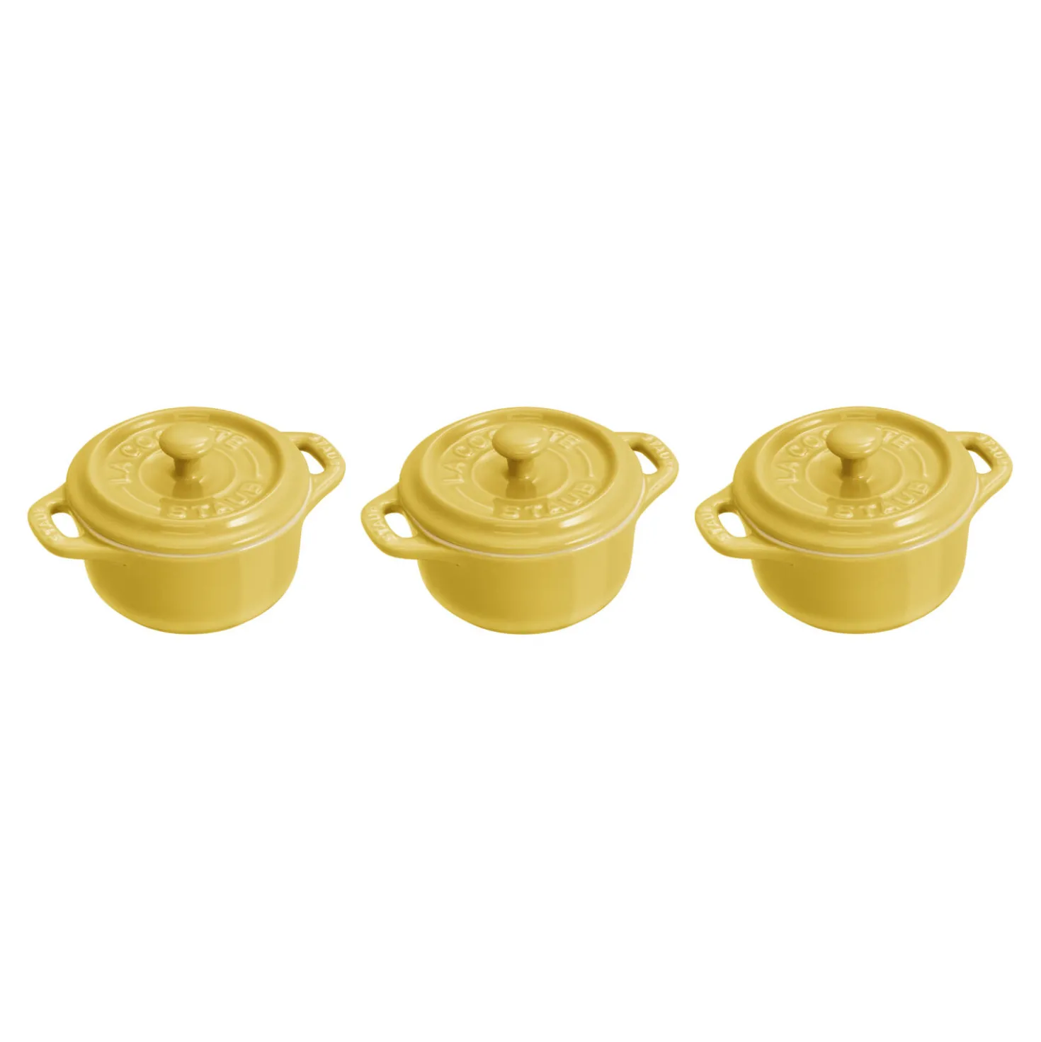 3-pc, Mini Round Dutch Oven Set, citron