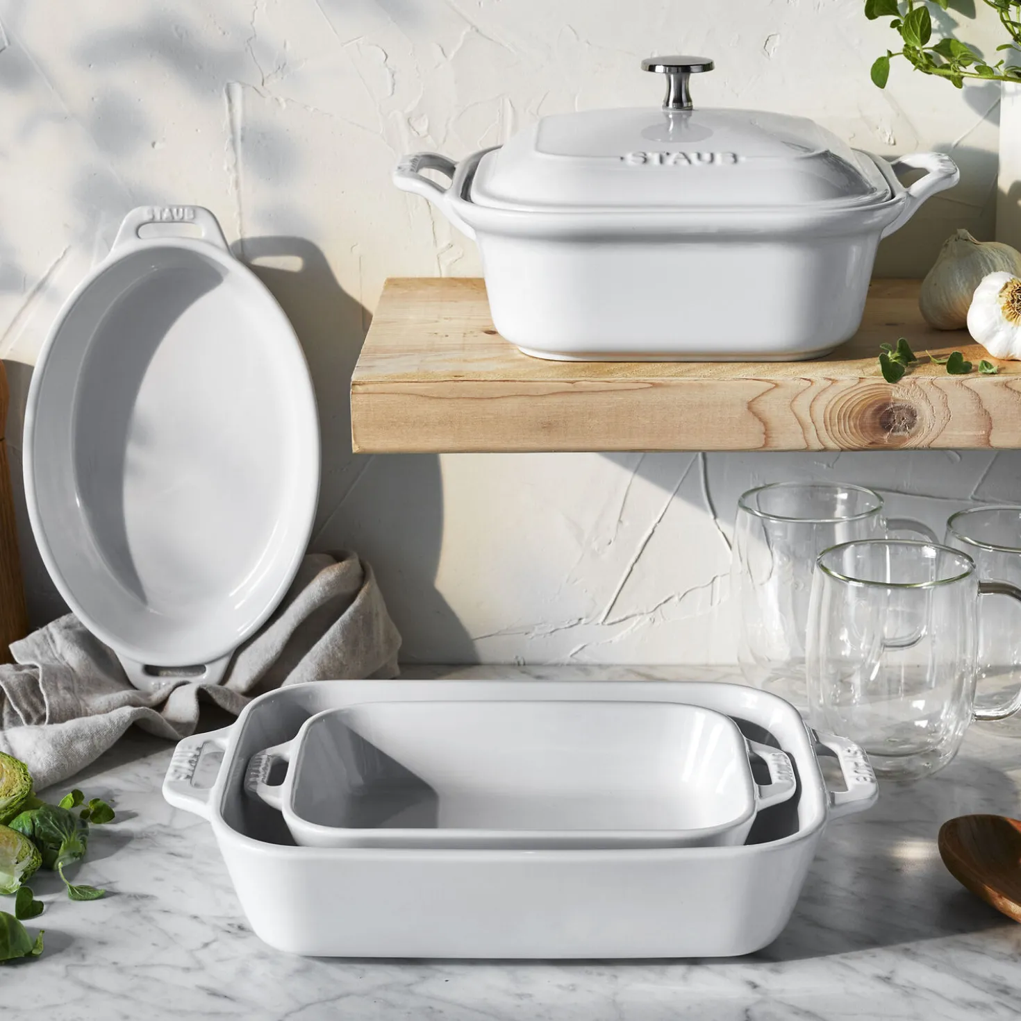 5-pc, Mixed Baking Dish Set, white