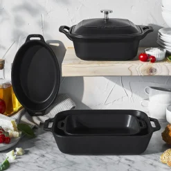 5-pc, Mixed Baking Dish Set, black matte
