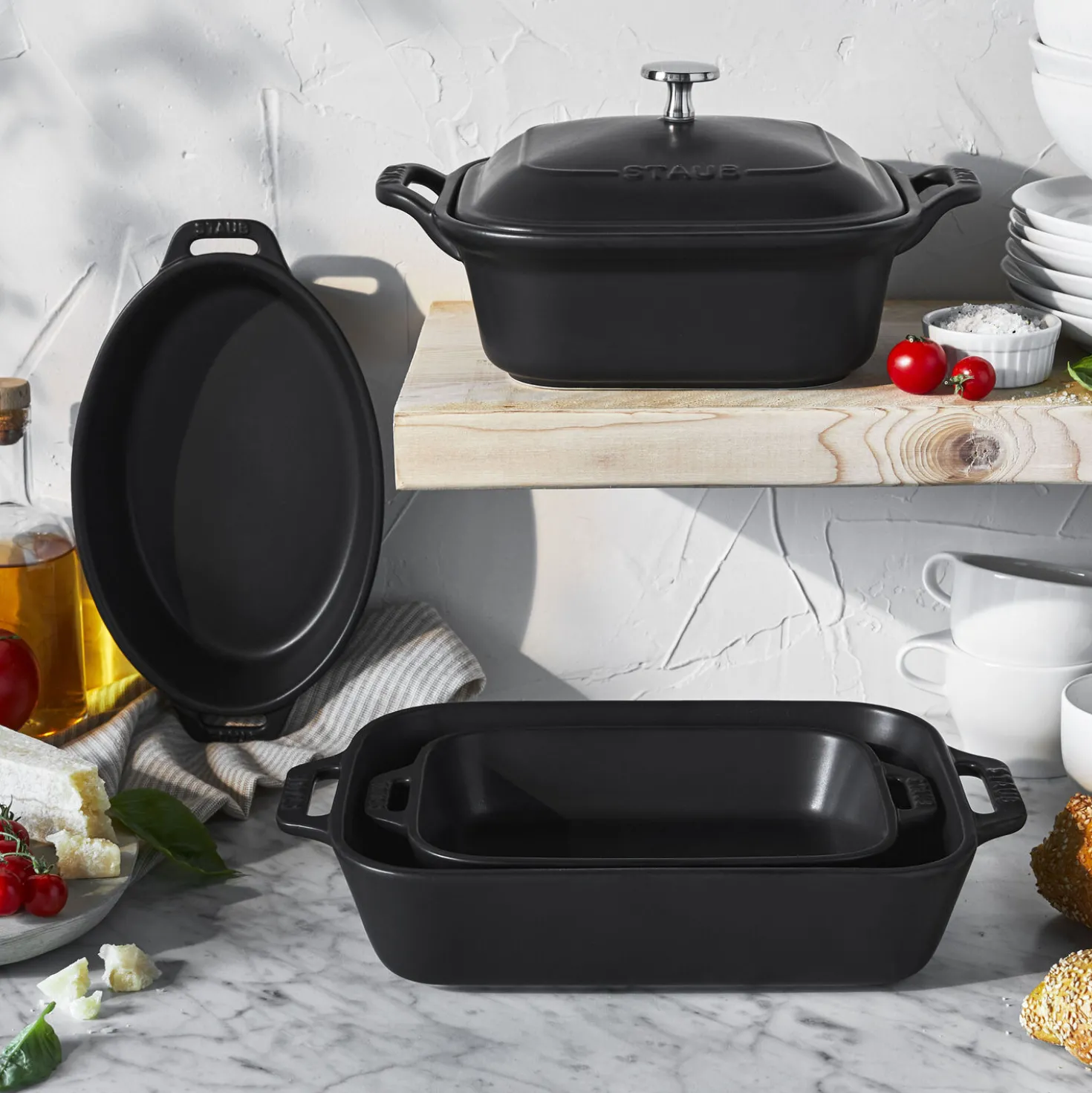 5-pc, Mixed Baking Dish Set, black matte