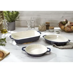 3-pc, Mixed Baking Dish Set, dark blue