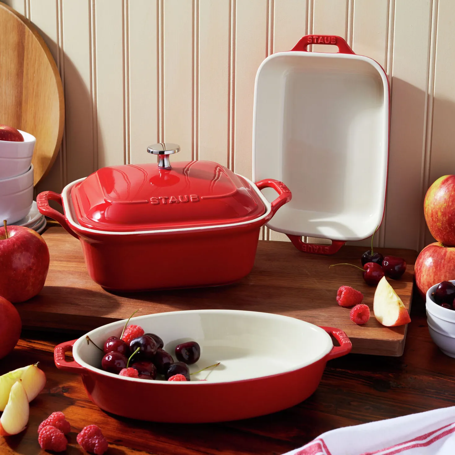 4-pc, Mixed Baking Dish Set, cherry