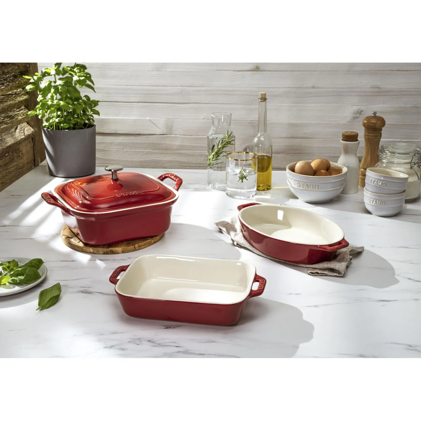 4-pc, Mixed Baking Dish Set, cherry