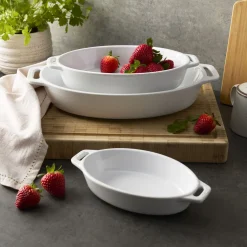 3-pc, Oval, Bakeware Set, White