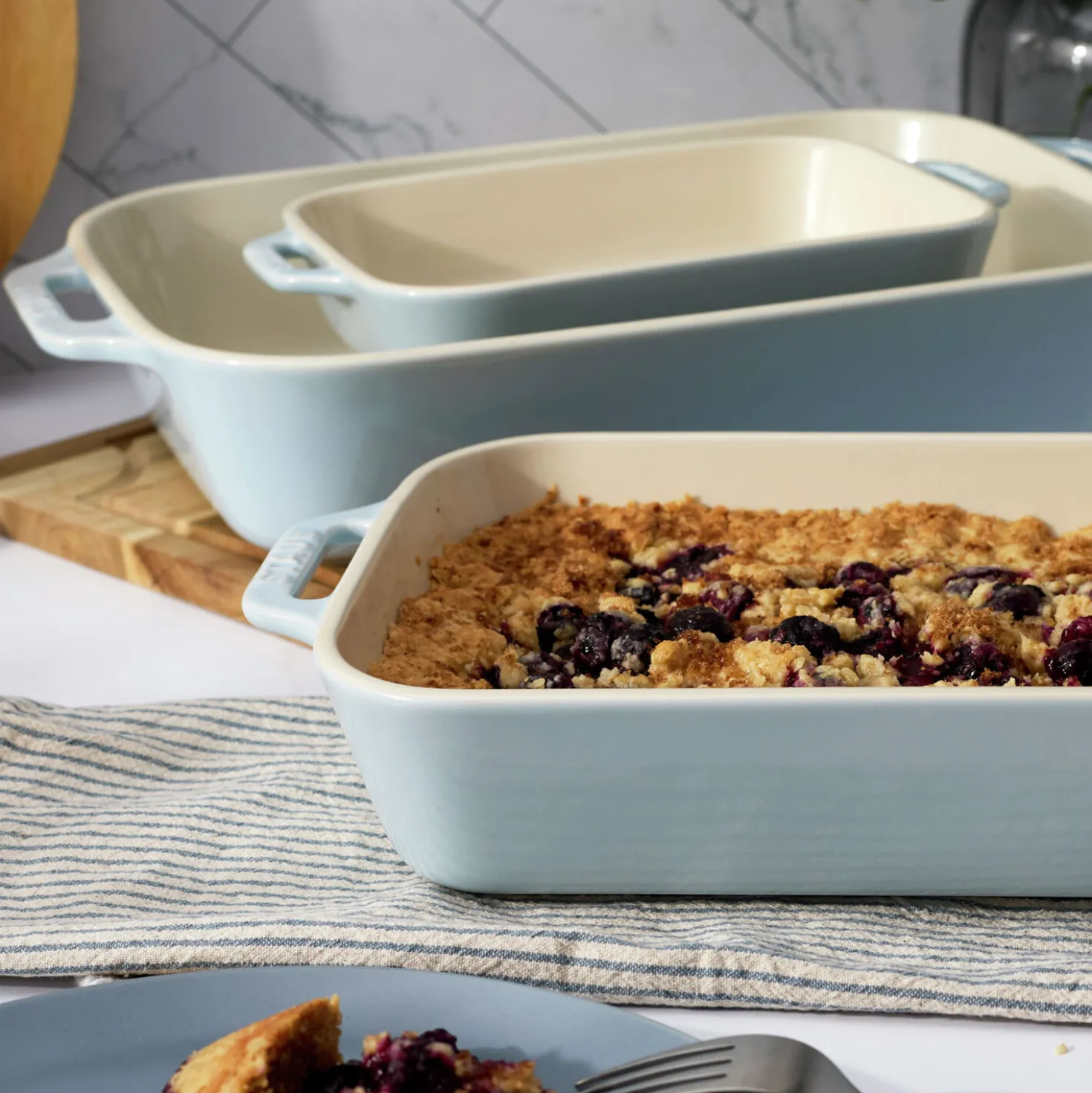 3-pc, Rectangular Baking Dish Set, light blue