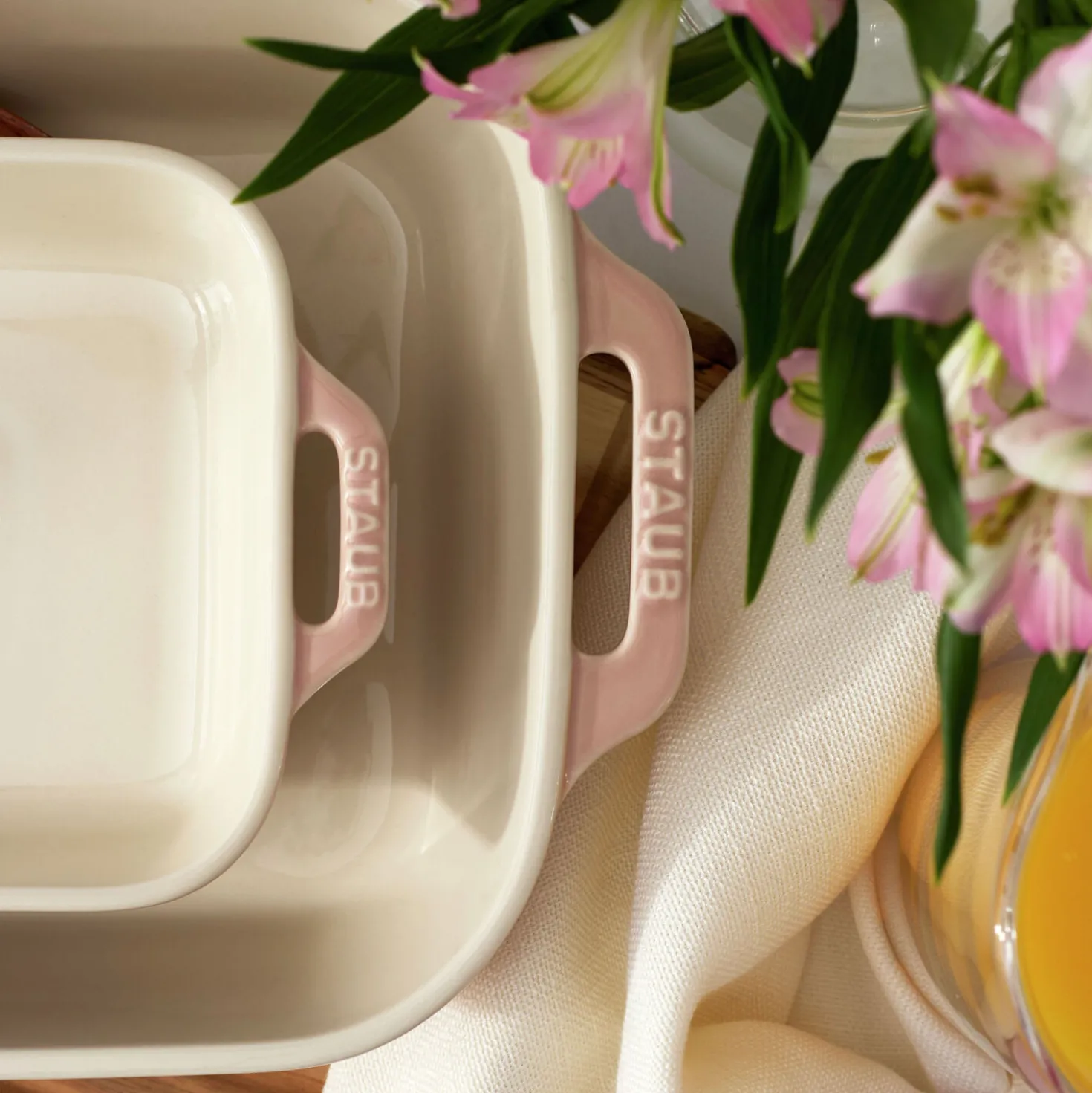 3-pc, Rectangular Baking Dish Set, light pink