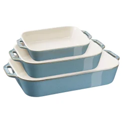 3-pc, Rectangular Baking Dish Set, rustic turquoise