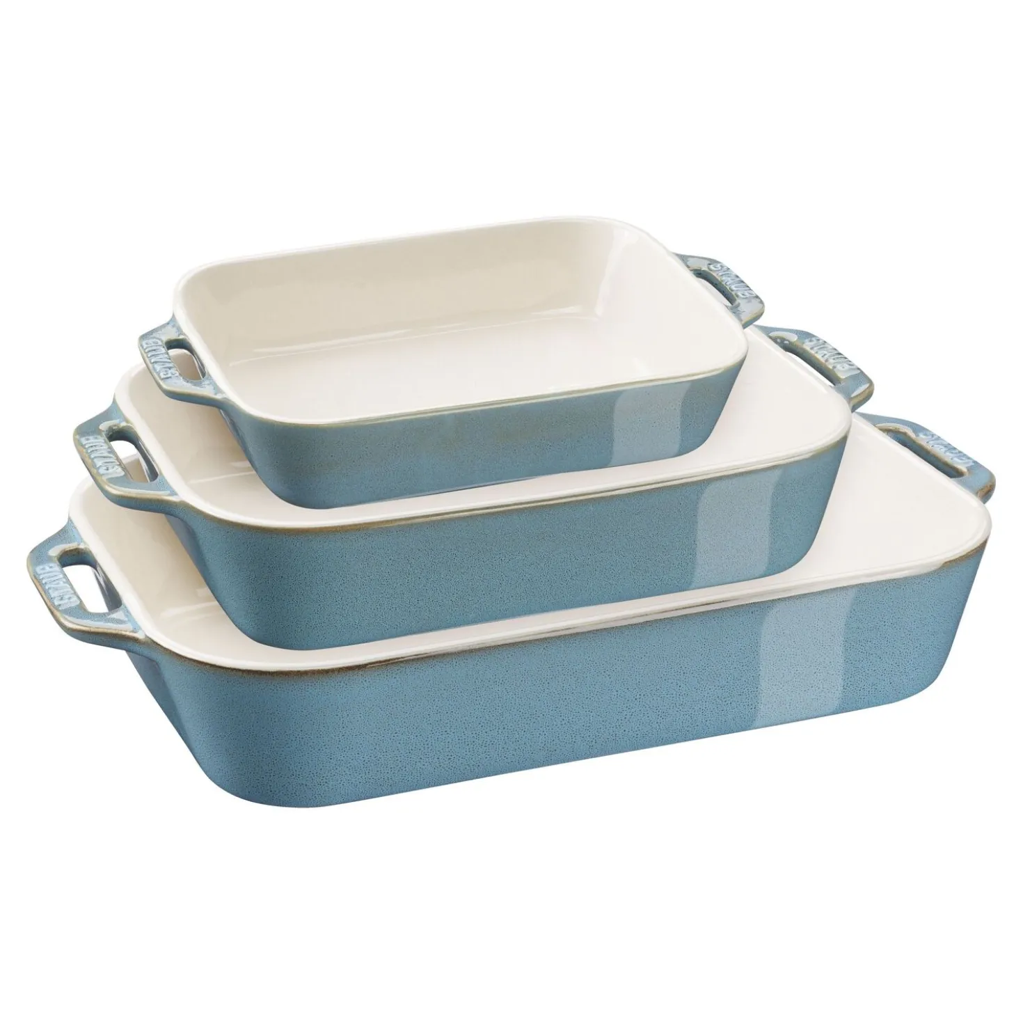 3-pc, Rectangular Baking Dish Set, rustic turquoise