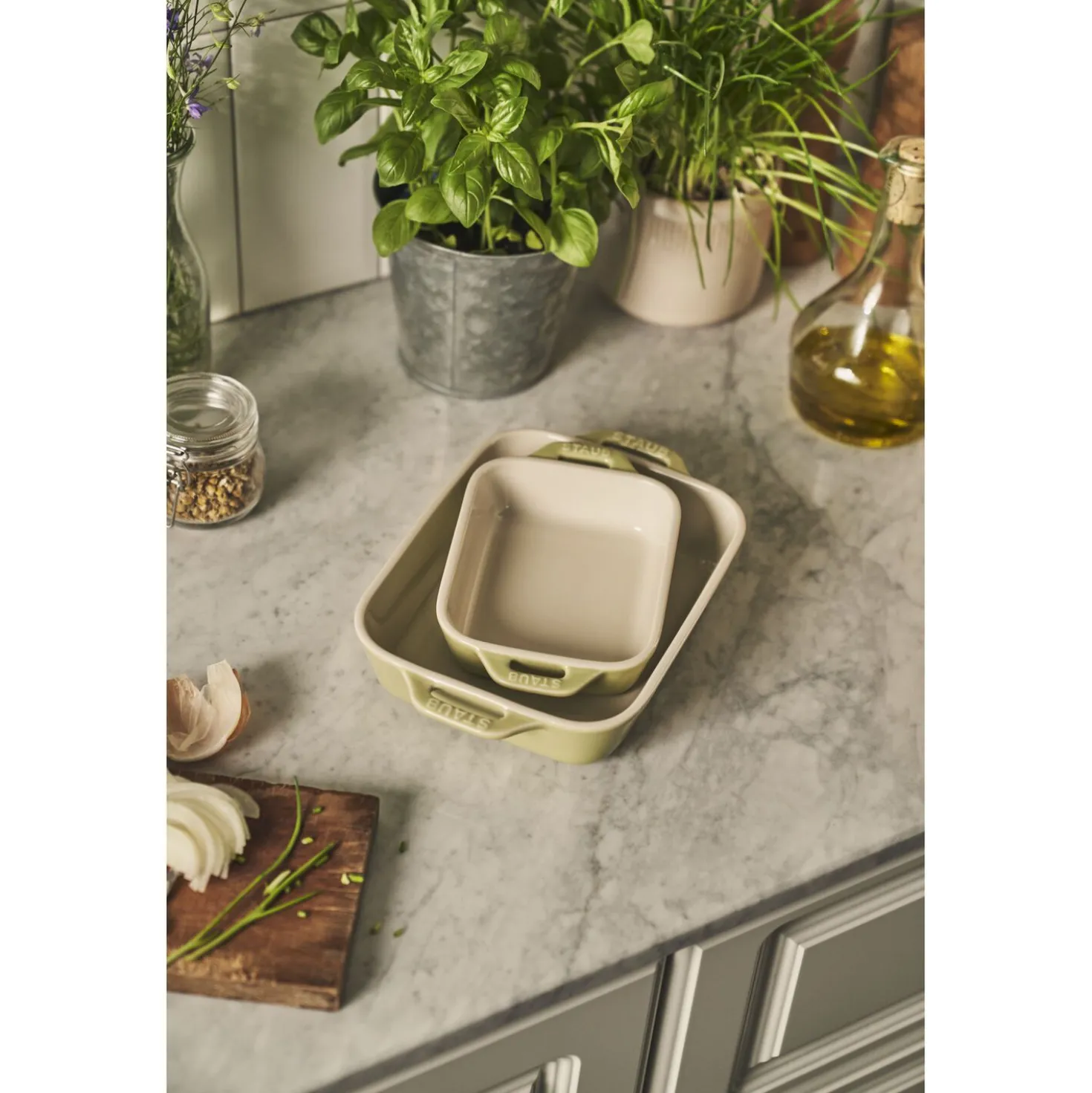 2-pc, Rectangular Baking Dish Set Macaron, light green