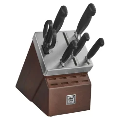 7-pc, Self-Sharpening Knife Block Set, silver-black