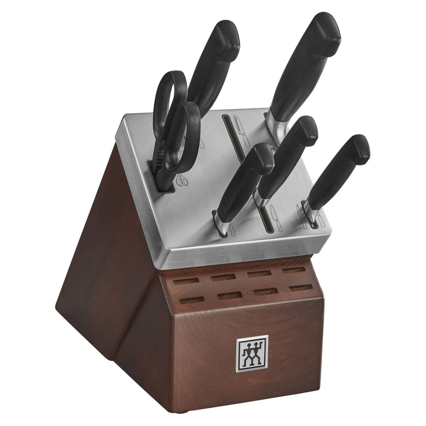7-pc, Self-Sharpening Knife Block Set, silver-black