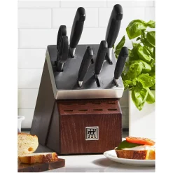 7-pc, Self-Sharpening Knife Block Set, silver-black