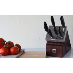 7-pc, Self-Sharpening Knife Block Set, silver-black