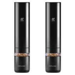 2-PC SET ELECTRIC SALT/PEPPER MILL, RECHARGEABLE, BLACK