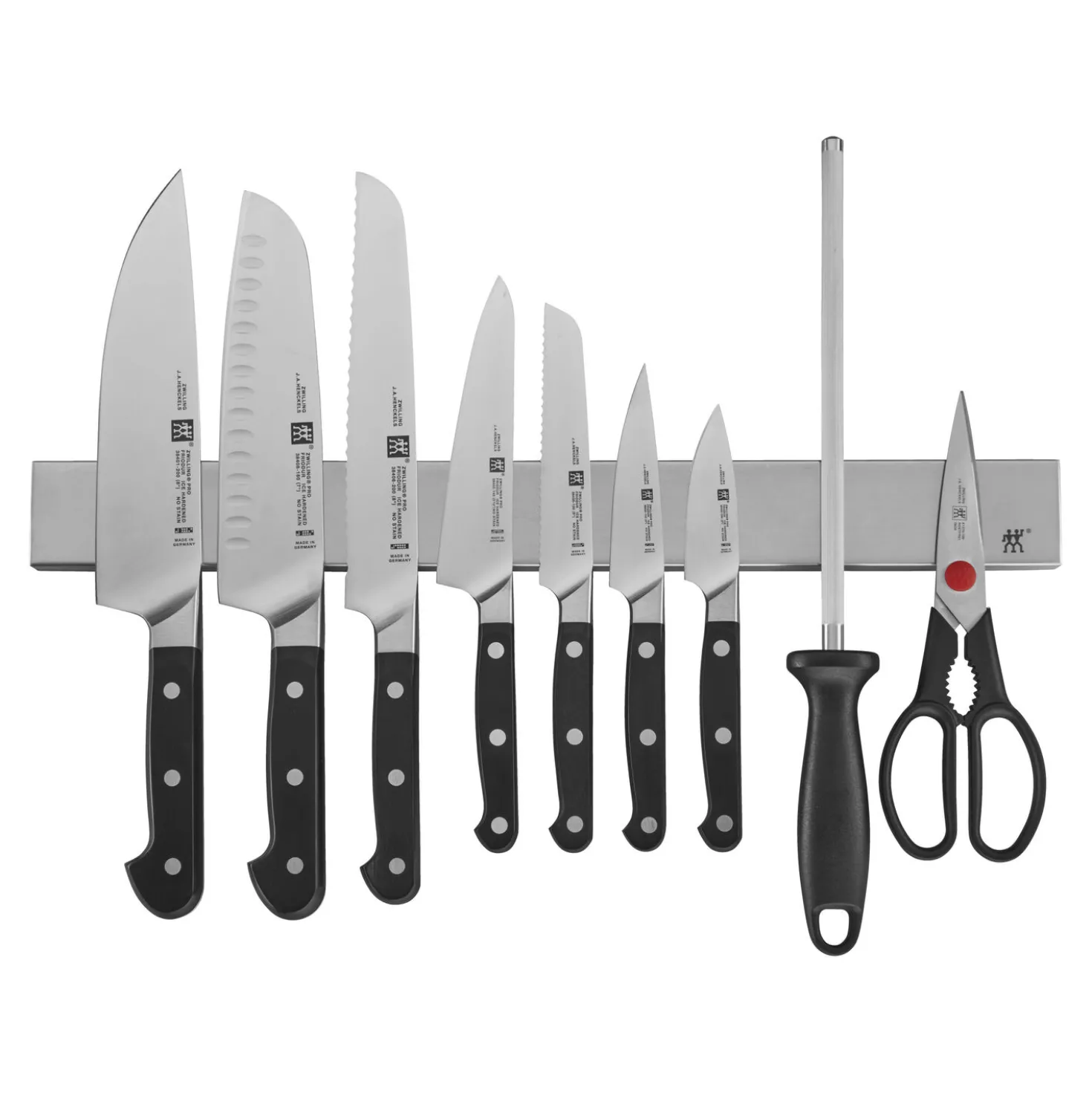 10-pc, Set with 17.5" stainless magnetic knife bar