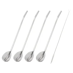 5-pc, Spoon Straw Set With Cleaning Brush