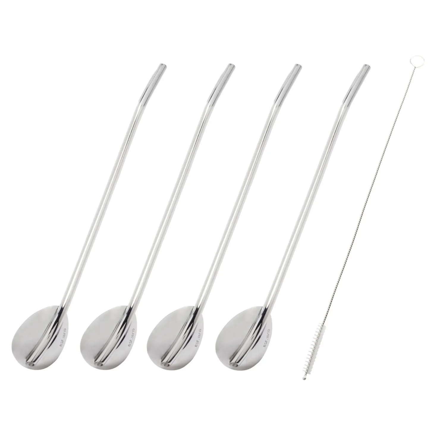 5-pc, Spoon Straw Set With Cleaning Brush