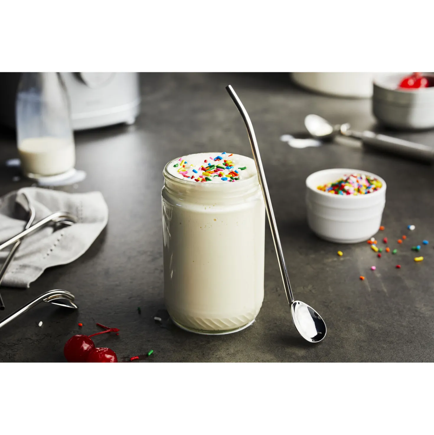 5-pc, Spoon Straw Set With Cleaning Brush