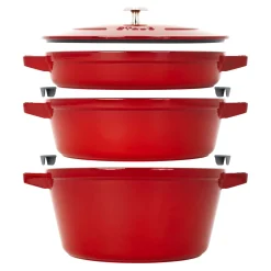 4-pc Stackable Set, Cherry, Cast Iron