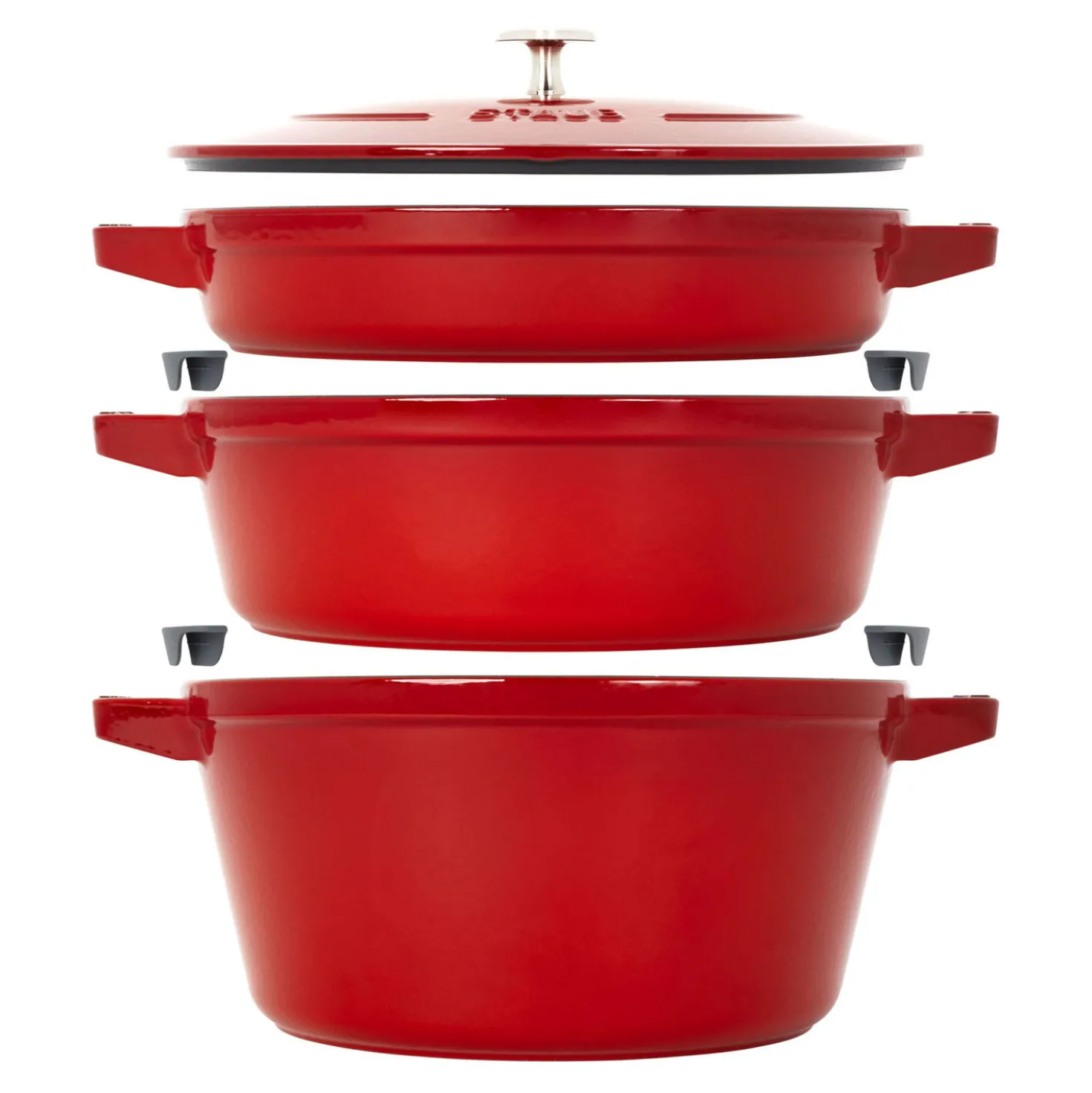 4-pc Stackable Set, Cherry, Cast Iron