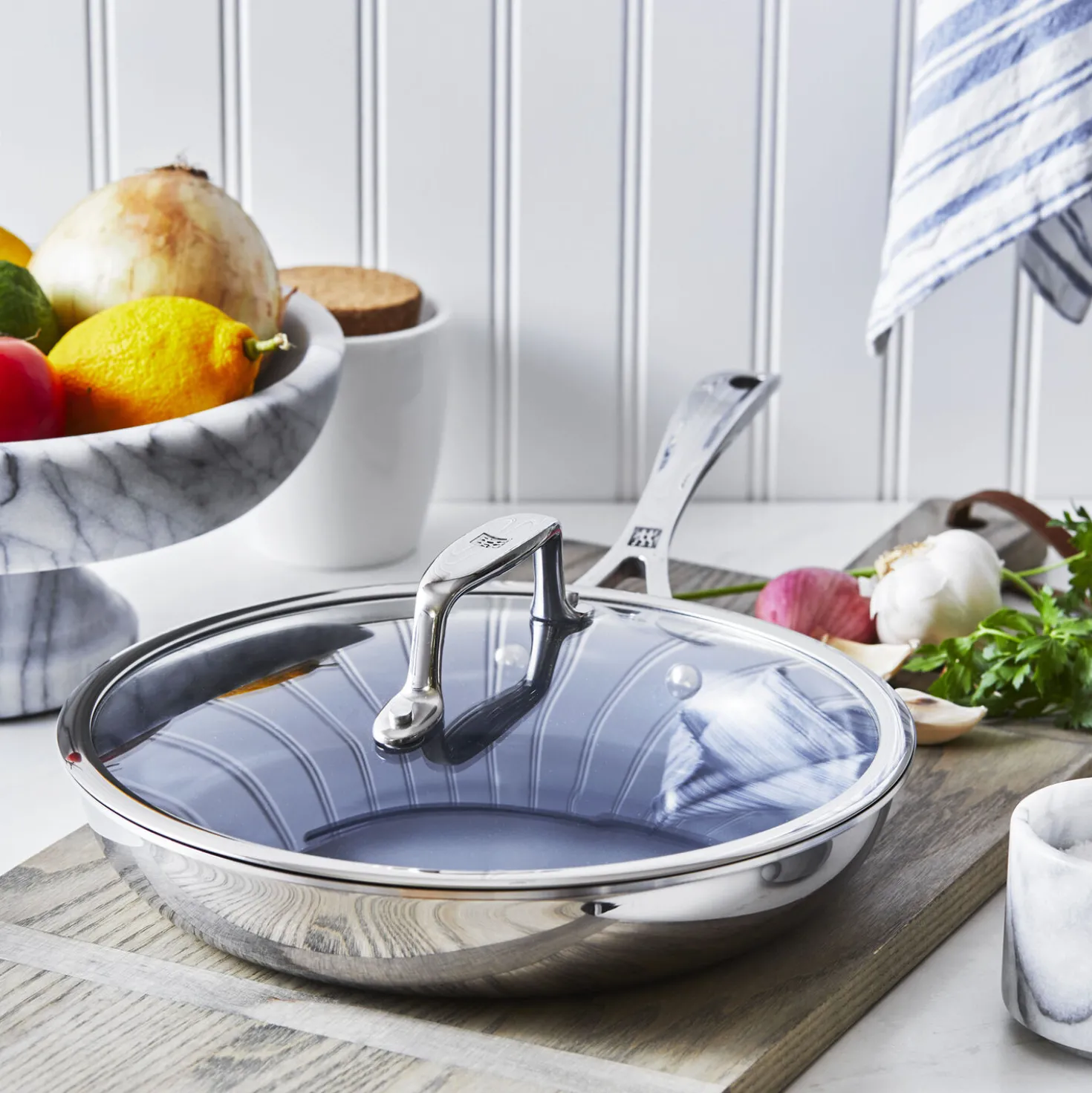 2-pc, Stainless Steel, Ceramic Coating, Non-stick, Fry Pan With Lid Set
