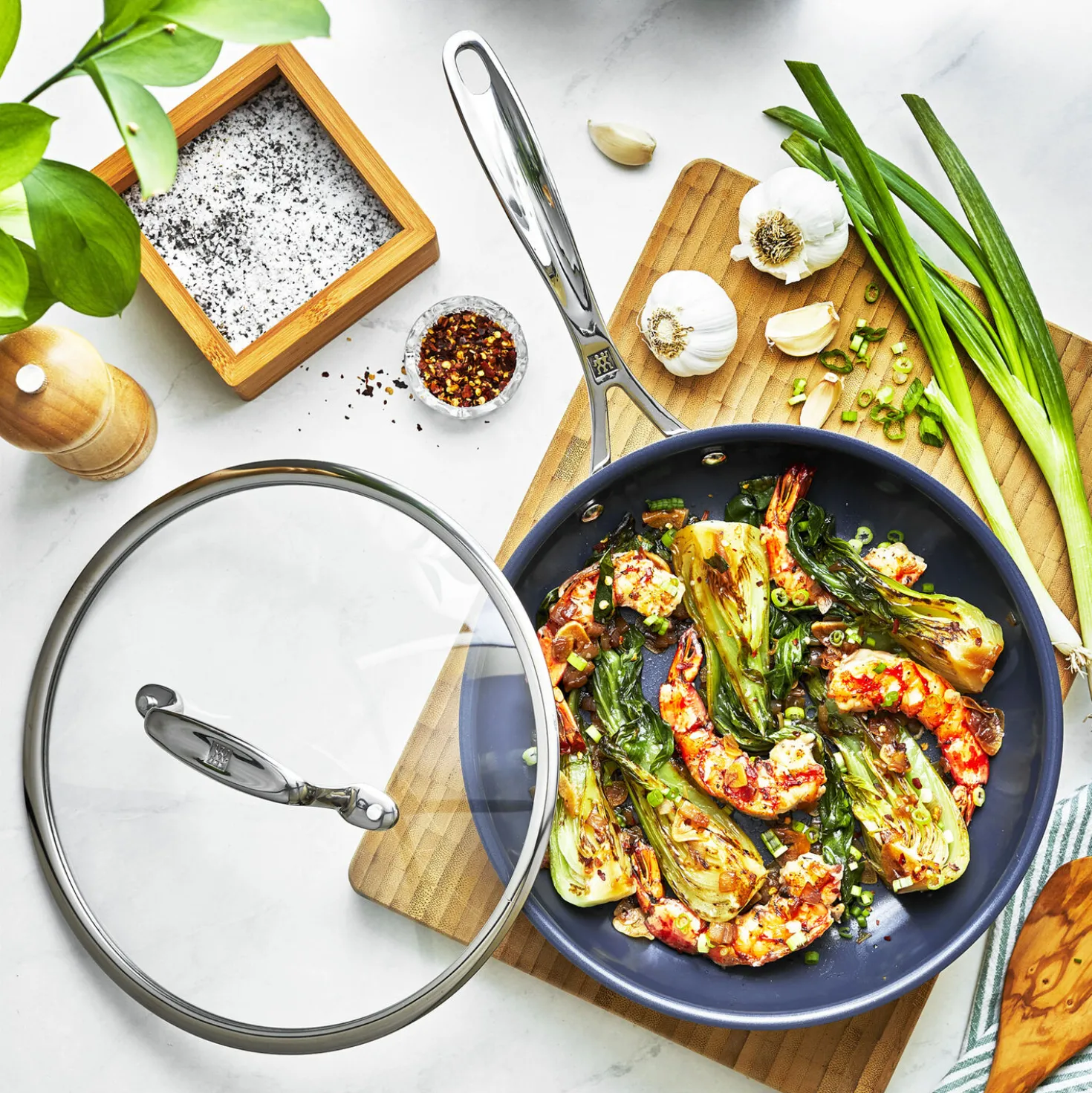 2-pc, Stainless Steel, Ceramic Coating, Non-stick, Fry Pan With Lid Set