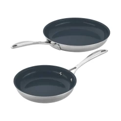 2-pc, Stainless Steel, Ceramic Coating, Non-stick, Frying Pan Set