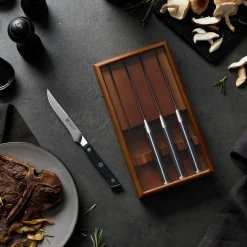 4-pc, Steak Knife Set With Wood Presentation Box