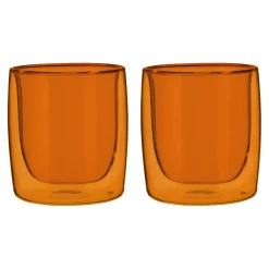2-pc Tumbler Glass Set - Amber, Double Wall