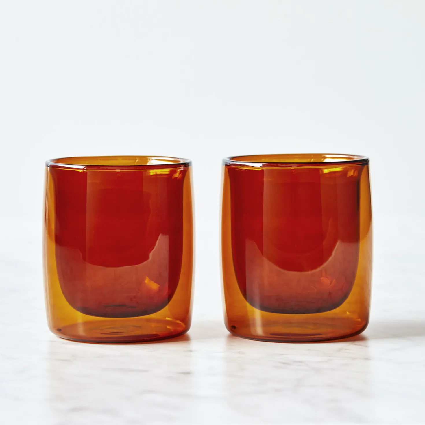 2-pc Tumbler Glass Set - Amber, Double Wall