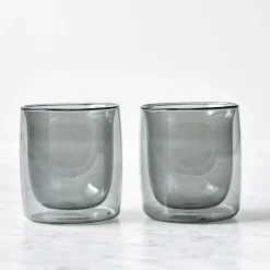 2-pc Tumbler Glass Set - Smoke Grey, Double Wall