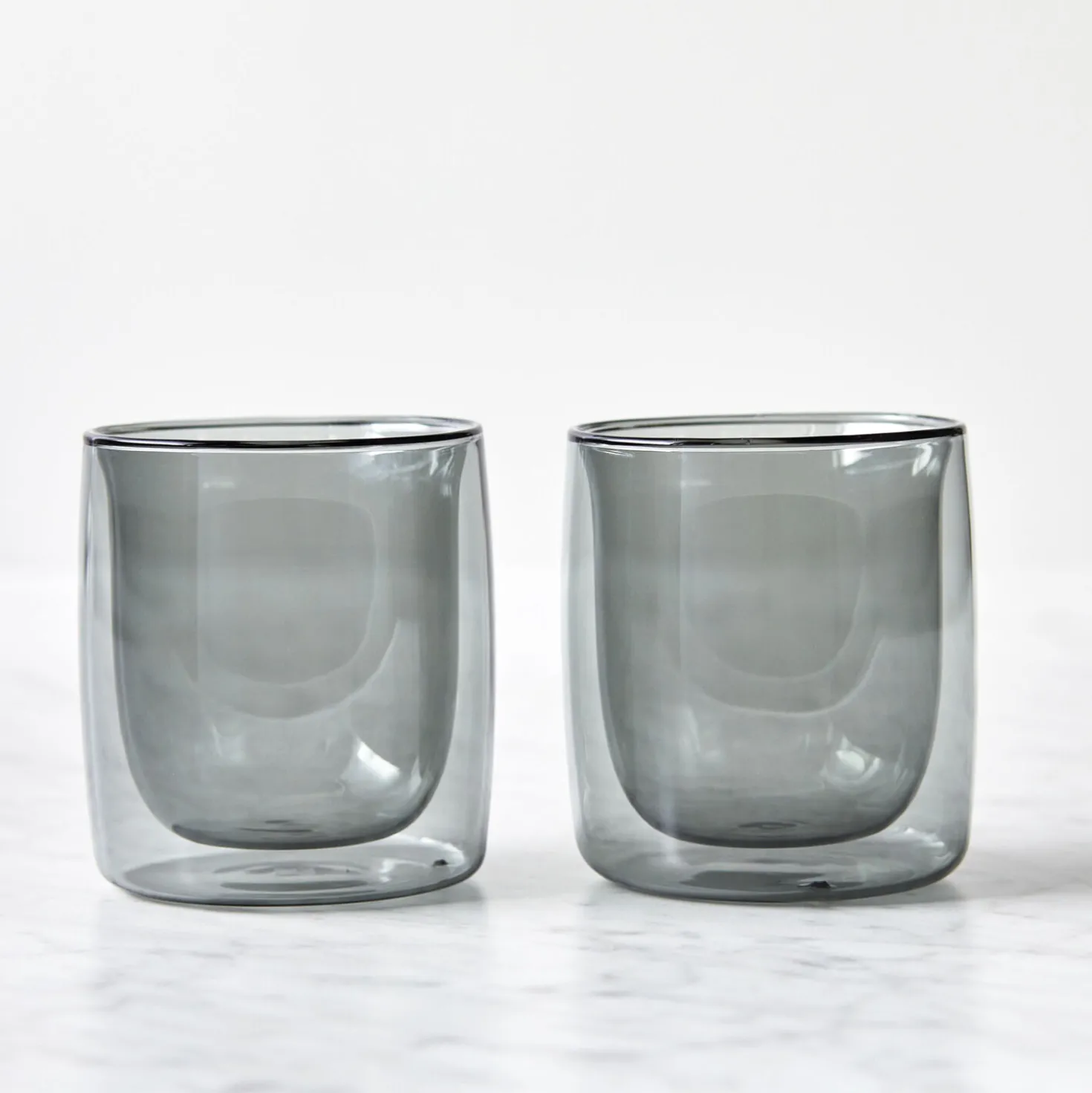 2-pc Tumbler Glass Set - Smoke Grey, Double Wall
