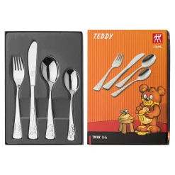 4-pc TWIN Kids Teddy Flatware Set, 18/10 Stainless Steel