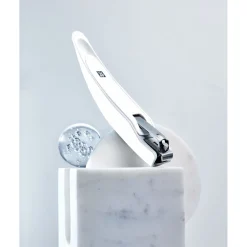 Pedicure nail clippers with nail catch, stainless steel | white