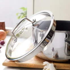 Pots and pans set, 10-pc, 18/10 Stainless Steel, Ceramic coating