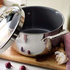 Pots and pans set, 10-pc, 18/10 Stainless Steel, Ceramic coating