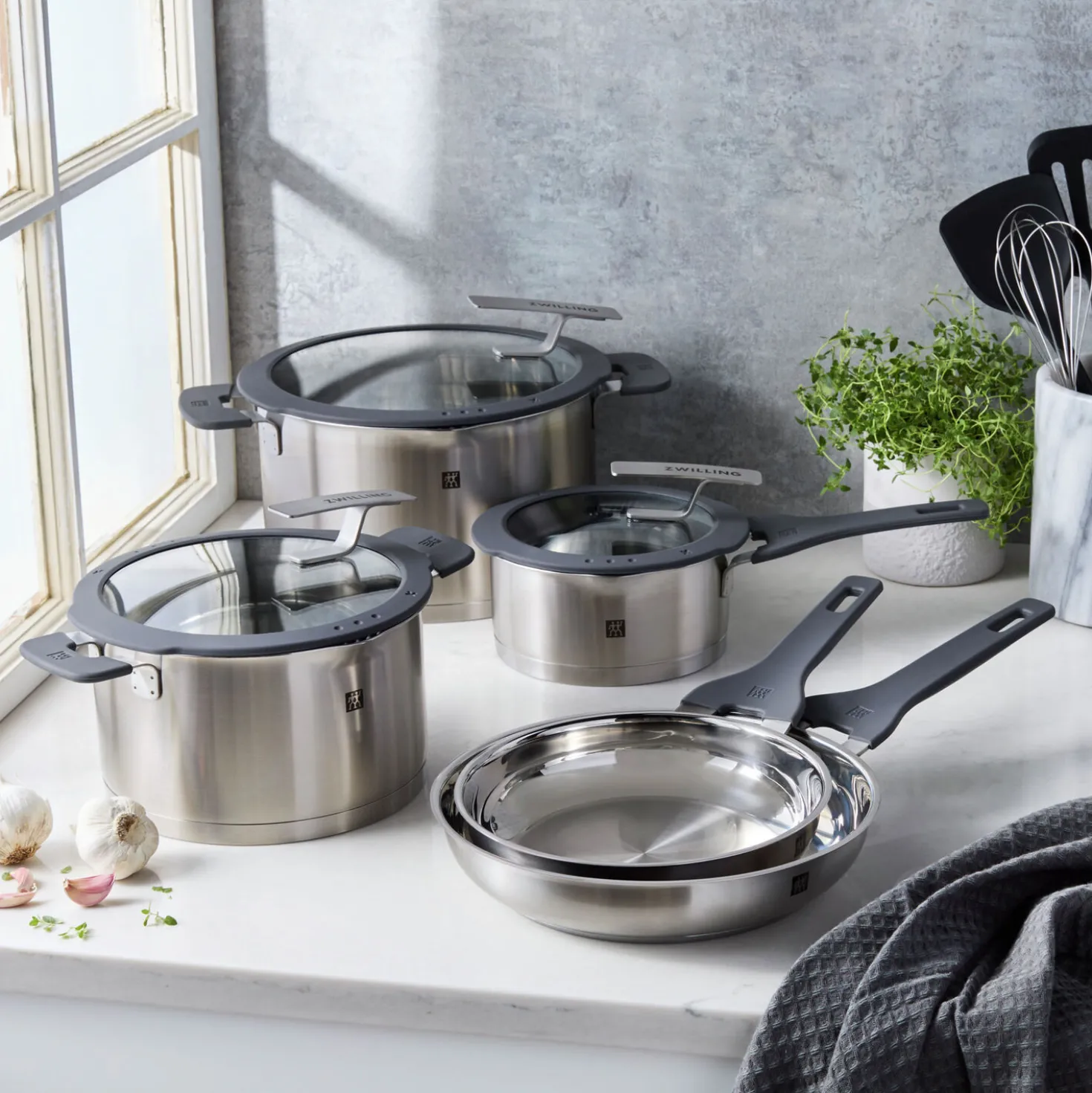 Pots and pans set, 8-pc, stainless steel