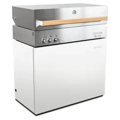 Propane gas grill, ivory-white