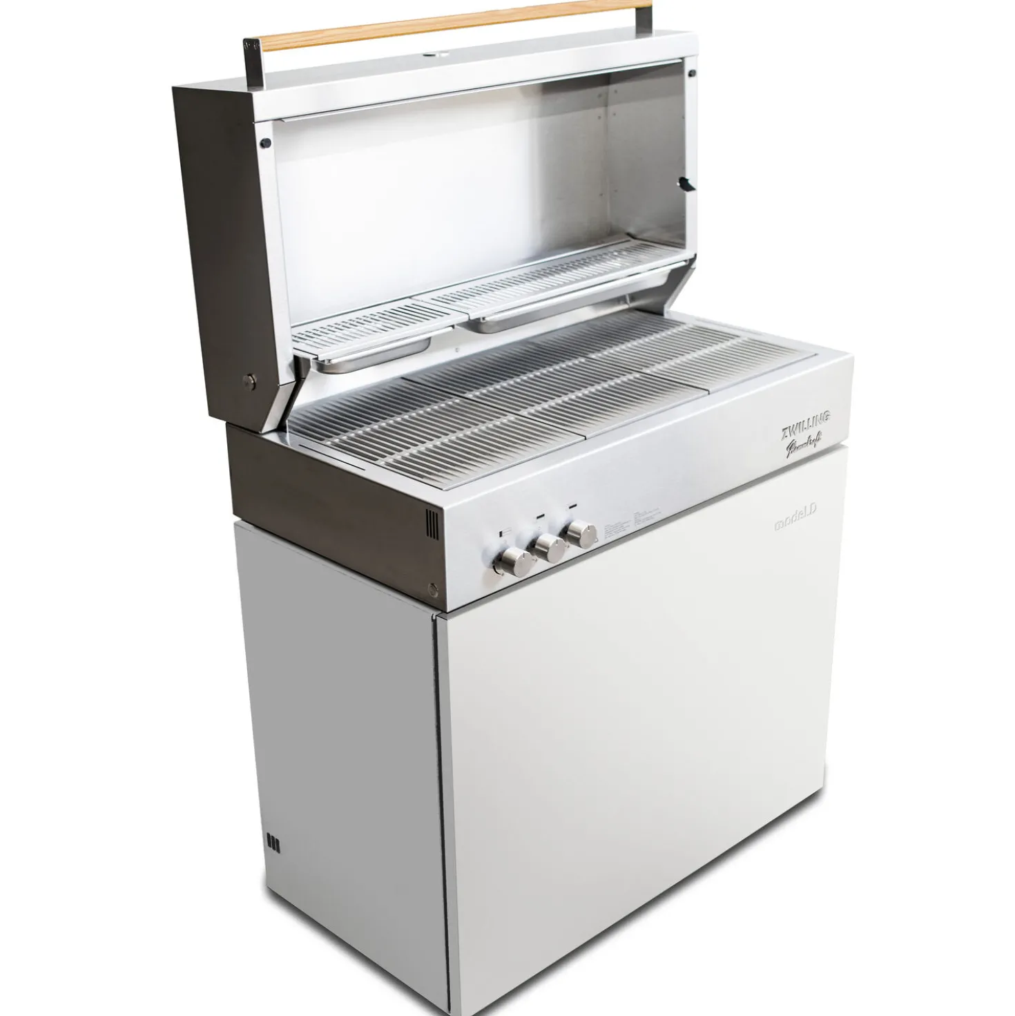 Propane gas grill, ivory-white